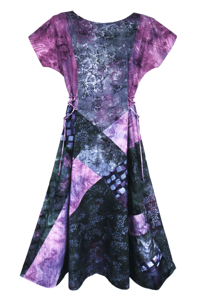 purple patchwork dress Violet Romance v neck mini dress in purple patchwork print